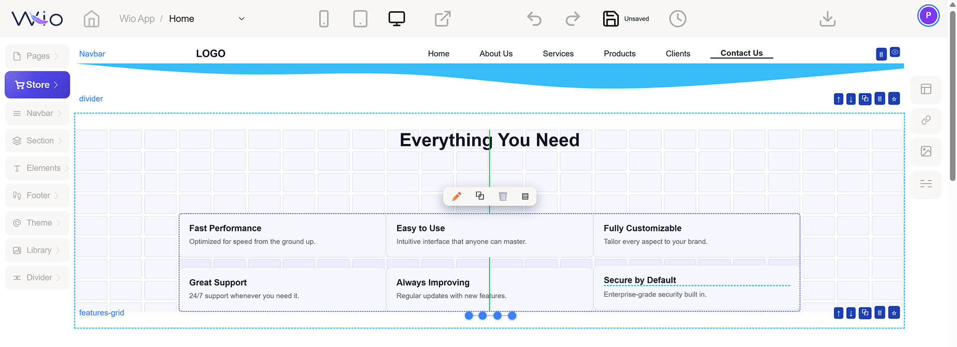 Wio website builder editor